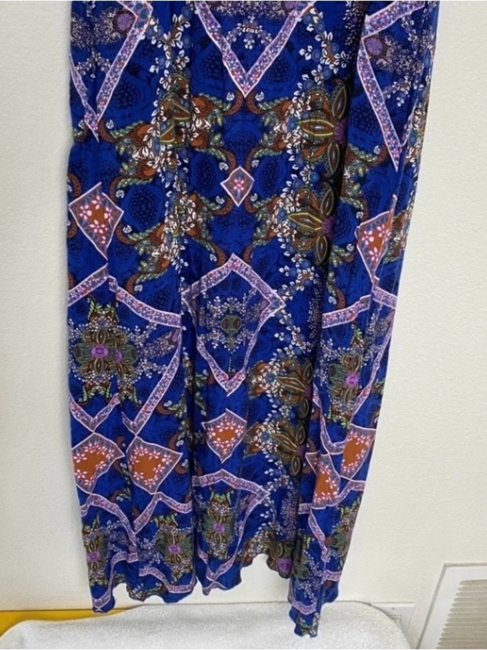 3/$25 Xhilaration Junior Blue Paisley Maxi Dress Size Small Boho Hippie Vacation - Picture 7 of 14